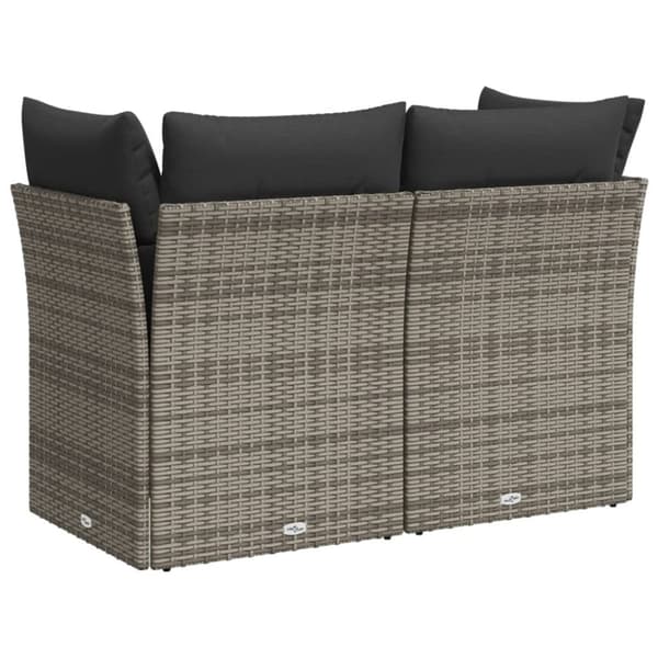 vidaXL 2-personers havesofa med hynder polyrattan grå