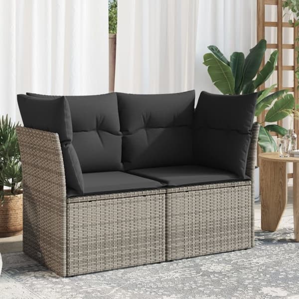 vidaXL 2-personers havesofa med hynder polyrattan grå