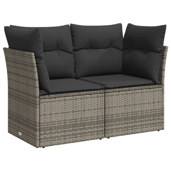 vidaXL 2-personers havesofa med hynder polyrattan grå