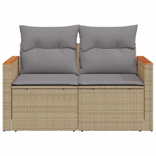 vidaXL Trädgårdssoffa 2-sits med dynor konstrotting beige