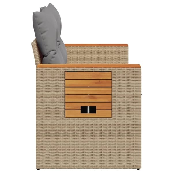 vidaXL Trädgårdssoffa 2-sits med dynor konstrotting beige