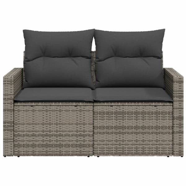 vidaXL 2-personers havesofa med hynder polyrattan grå