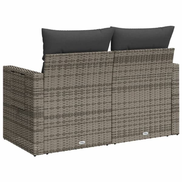 vidaXL 2-personers havesofa med hynder polyrattan grå