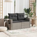 Miniatyrbillede 2 af 11: vidaXL 2-personers havesofa med hynder polyrattan grå