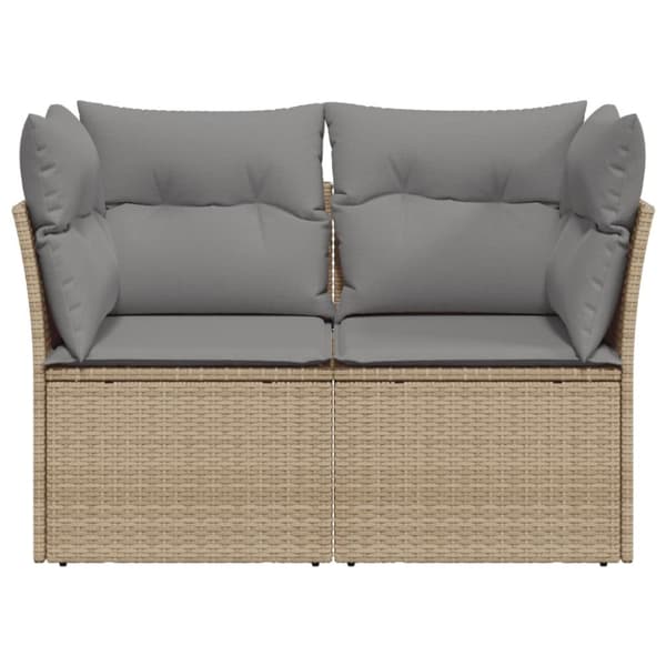 vidaXL Trädgårdssoffa 2-sits med dynor konstrotting beige