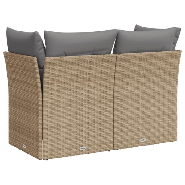 vidaXL Trädgårdssoffa 2-sits med dynor konstrotting beige