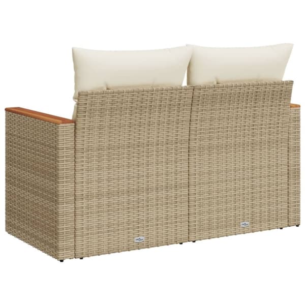 vidaXL Trädgårdssoffa 2-sits med dynor konstrotting beige