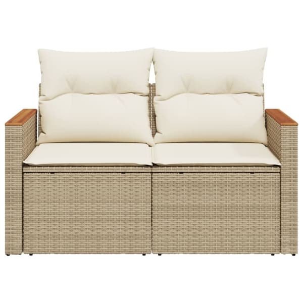 vidaXL 2-personers havesofa med hynder polyrattan beige