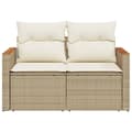 Miniatyrbillede 3 af 9: vidaXL 2-personers havesofa med hynder polyrattan beige