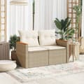 Miniatyrbillede 2 af 9: vidaXL 2-personers havesofa med hynder polyrattan beige