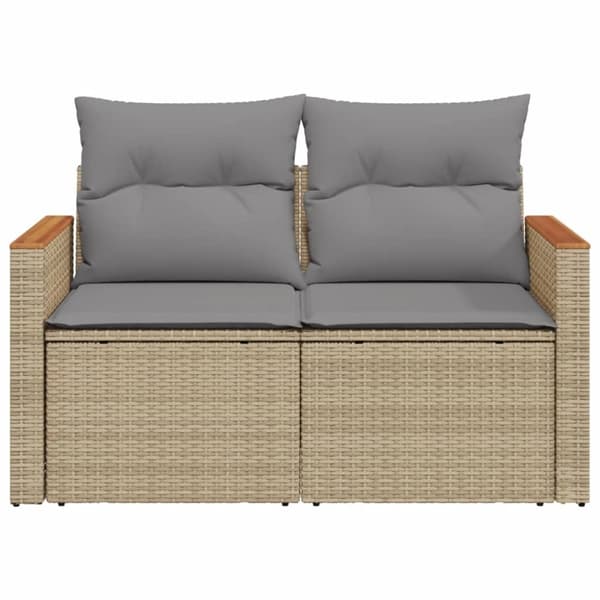 vidaXL 2-personers havesofa med hynder polyrattan beige
