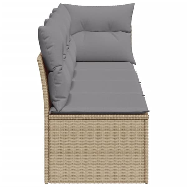 vidaXL 4-personers havesofa med hynder polyrattan beige