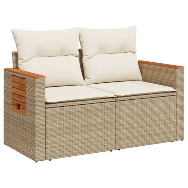 vidaXL Trädgårdssoffa 2-sits med dynor konstrotting beige