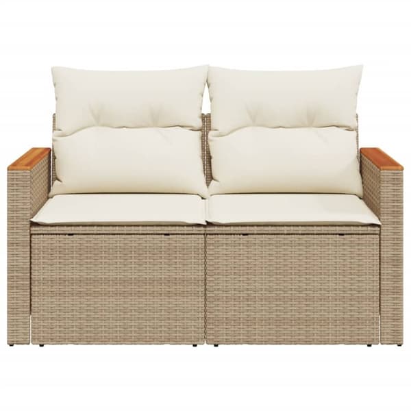 vidaXL Trädgårdssoffa 2-sits med dynor konstrotting beige