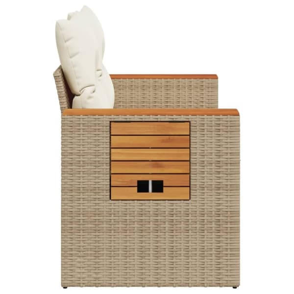 vidaXL Trädgårdssoffa 2-sits med dynor konstrotting beige