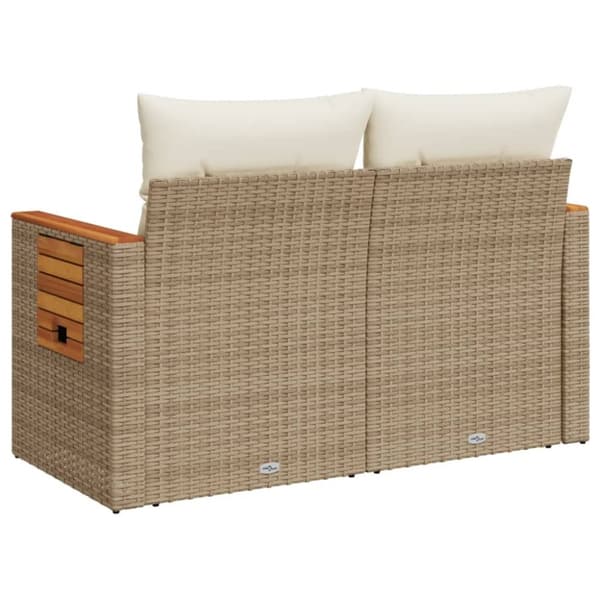vidaXL Trädgårdssoffa 2-sits med dynor konstrotting beige
