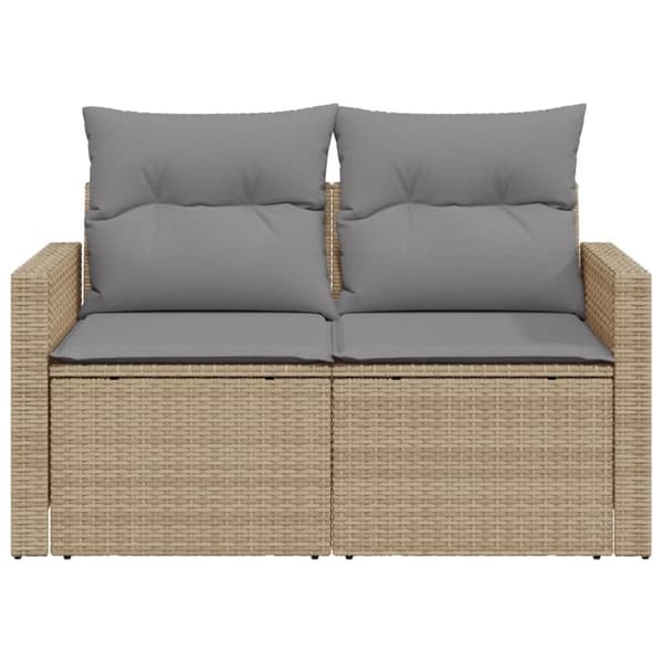 vidaXL Trädgårdssoffa 2-sits med dynor konstrotting beige