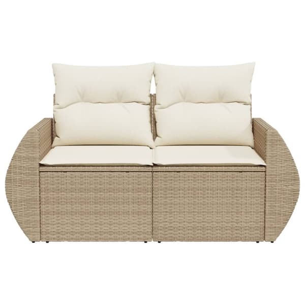vidaXL 2-personers havesofa med hynder polyrattan beige