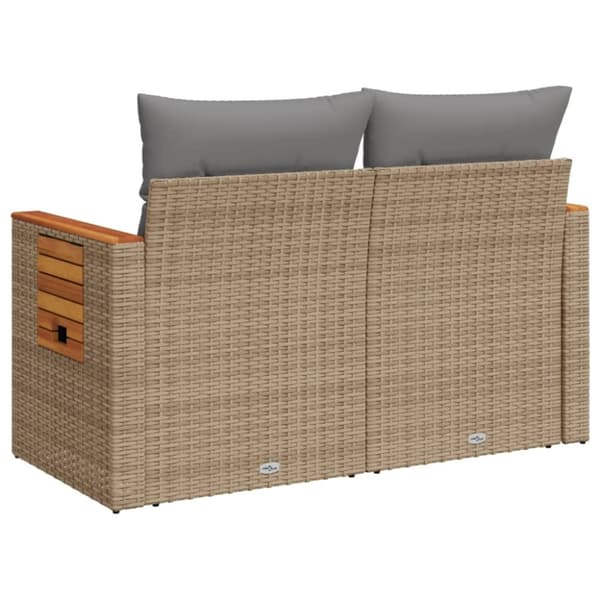 vidaXL 2-personers havesofa med hynder polyrattan beige