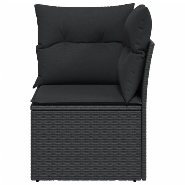 vidaXL hjørnemodul til havesofa med hynder polyrattan sort