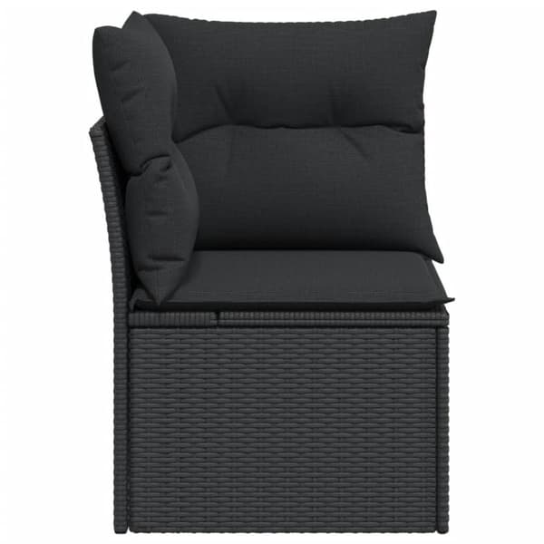 vidaXL hjørnemodul til havesofa med hynder polyrattan sort