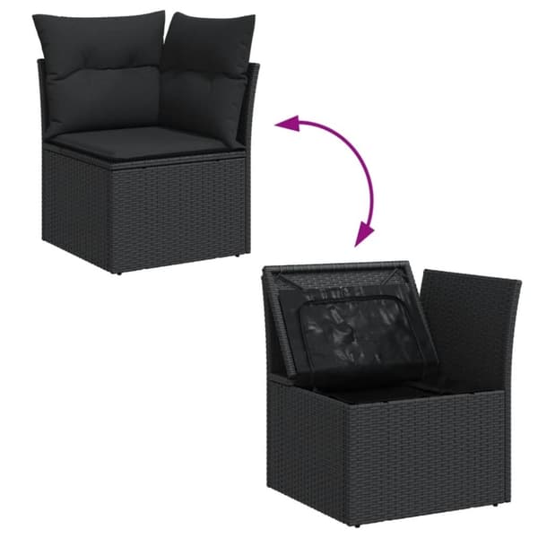 vidaXL hjørnemodul til havesofa med hynder polyrattan sort