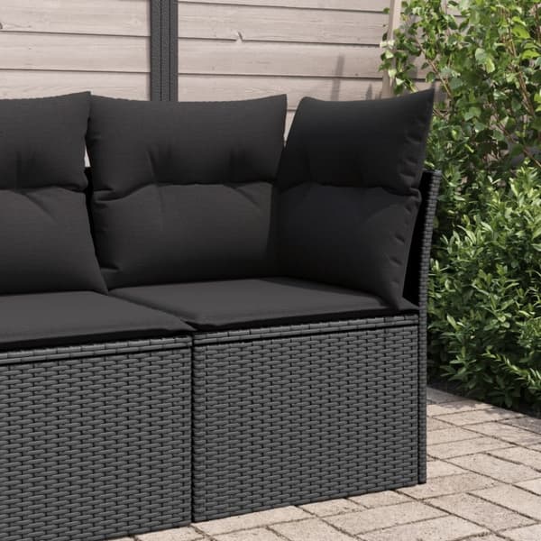 vidaXL hjørnemodul til havesofa med hynder polyrattan sort