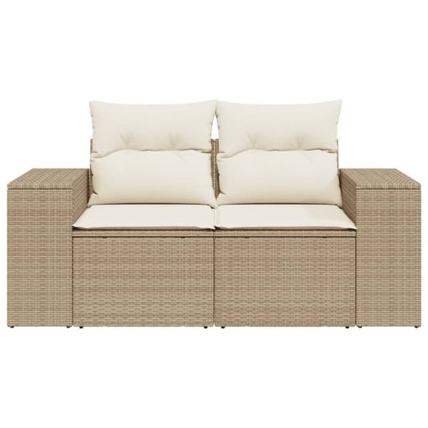 vidaXL 2-personers havesofa med hynder polyrattan beige