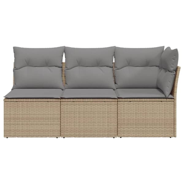 vidaXL 3-personers havesofa med hynder polyrattan beige