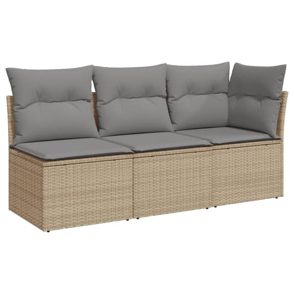 vidaXL 3-personers havesofa med hynder polyrattan beige