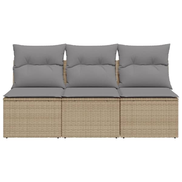 vidaXL Trädgårdssoffa 3-sits med dynor konstrotting beige