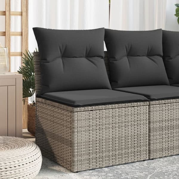 vidaXL havestol med hynder uden armlæn polyrattan grå