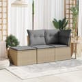 Miniatyrbillede 3 af 10: vidaXL haveskammel med hynde 55x55x37 cm polyrattan beige