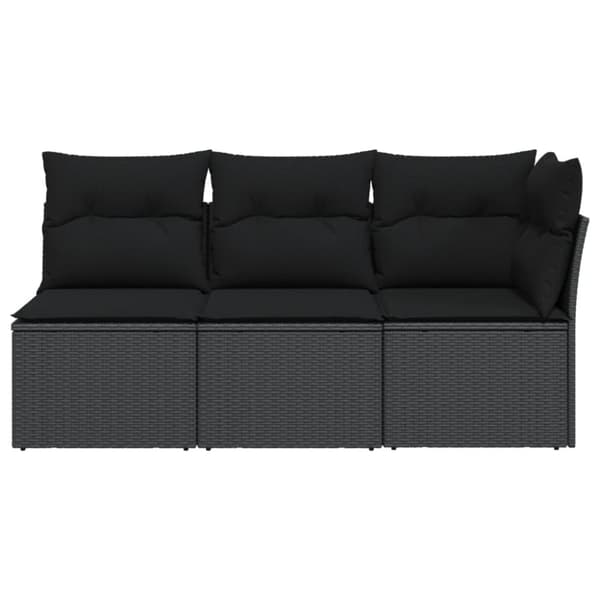 vidaXL 3-personers havesofa med hynder polyrattan sort