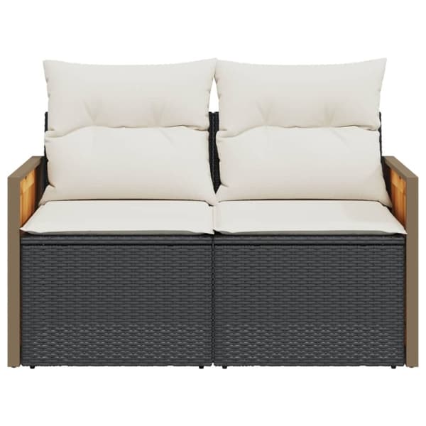 vidaXL 2-personers havesofa med hynder polyrattan sort