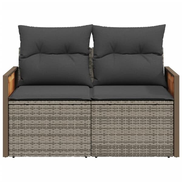 vidaXL 2-personers havesofa med hynder polyrattan grå