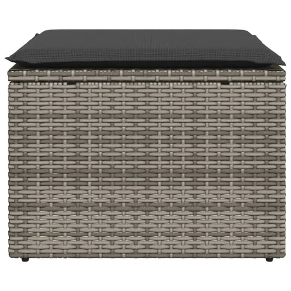 vidaXL haveskammel med hynde 55x55x37 cm polyrattan grå