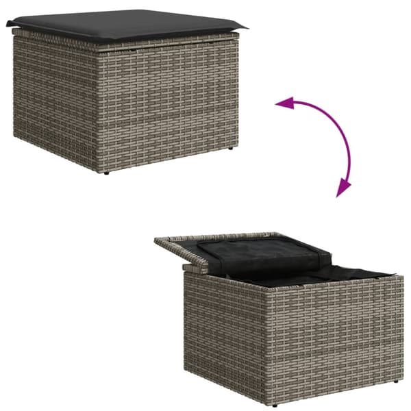 vidaXL haveskammel med hynde 55x55x37 cm polyrattan grå