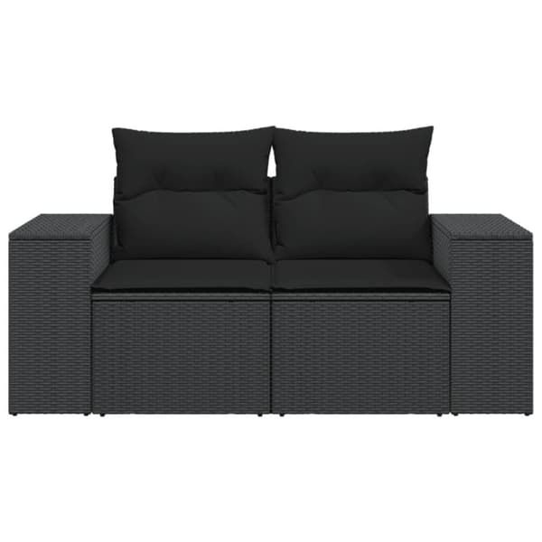 vidaXL 2-personers havesofa med hynder polyrattan sort