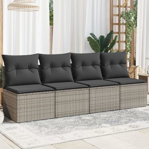 vidaXL 4-personers havesofa med hynder polyrattan grå