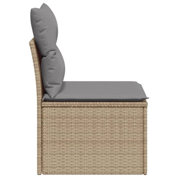 vidaXL Soffa utan armstöd för trädgården med dynor beige konstrotting