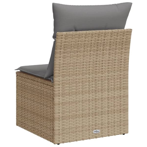 vidaXL Soffa utan armstöd för trädgården med dynor beige konstrotting