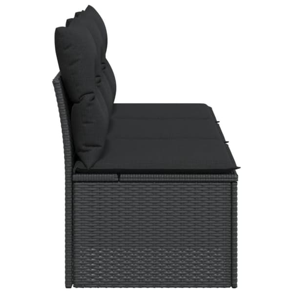 vidaXL 3-personers havesofa med hynder polyrattan sort
