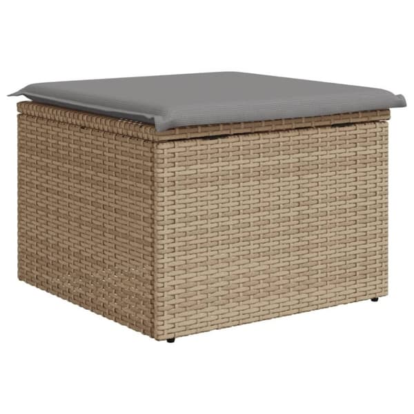 vidaXL haveskammel med hynde 55x55x37 cm polyrattan beige