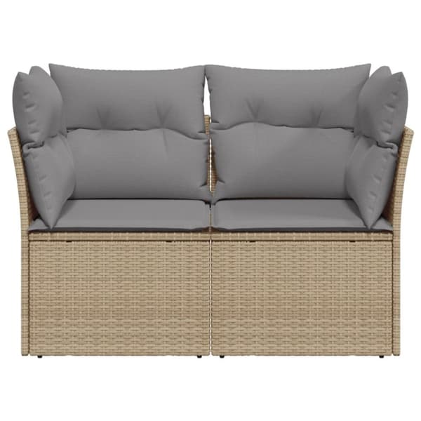 vidaXL 2-personers havesofa med hynder polyrattan beige
