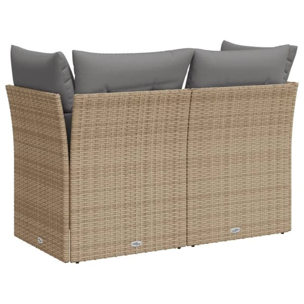 vidaXL 2-personers havesofa med hynder polyrattan beige