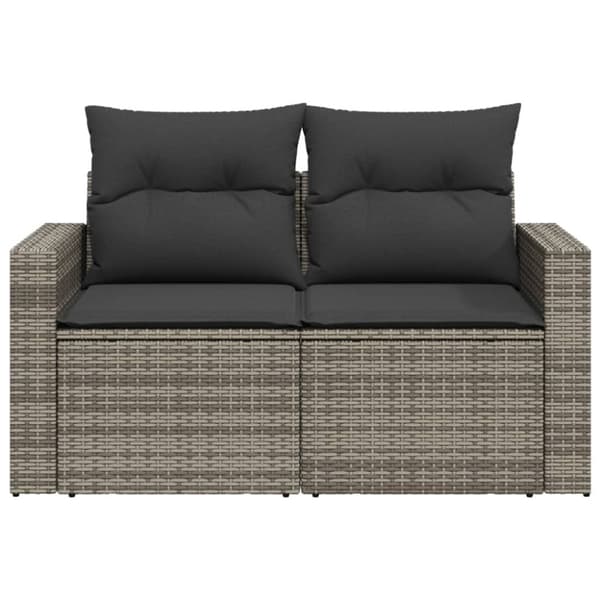 vidaXL 2-personers havesofa med hynder polyrattan grå