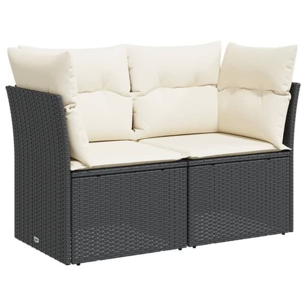 vidaXL 2-personers havesofa med hynder polyrattan sort
