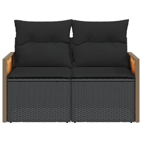 vidaXL 2-personers havesofa med hynder polyrattan sort
