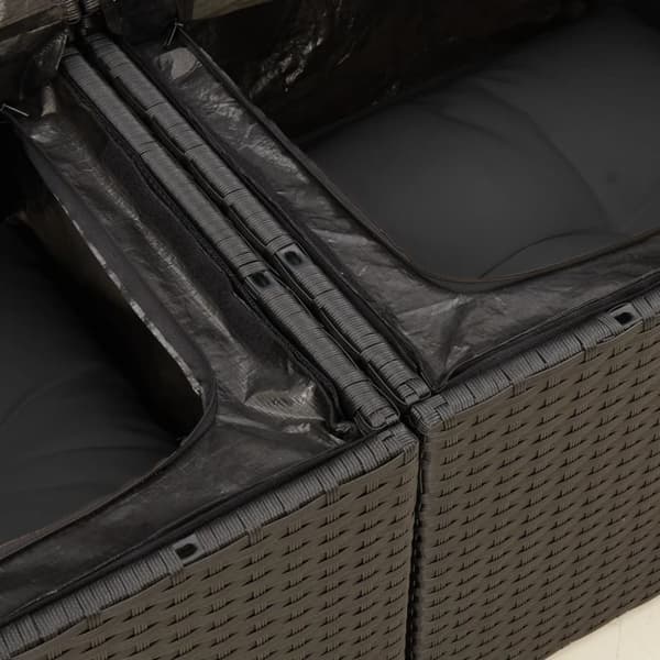 vidaXL 2-personers havesofa med hynder polyrattan sort
